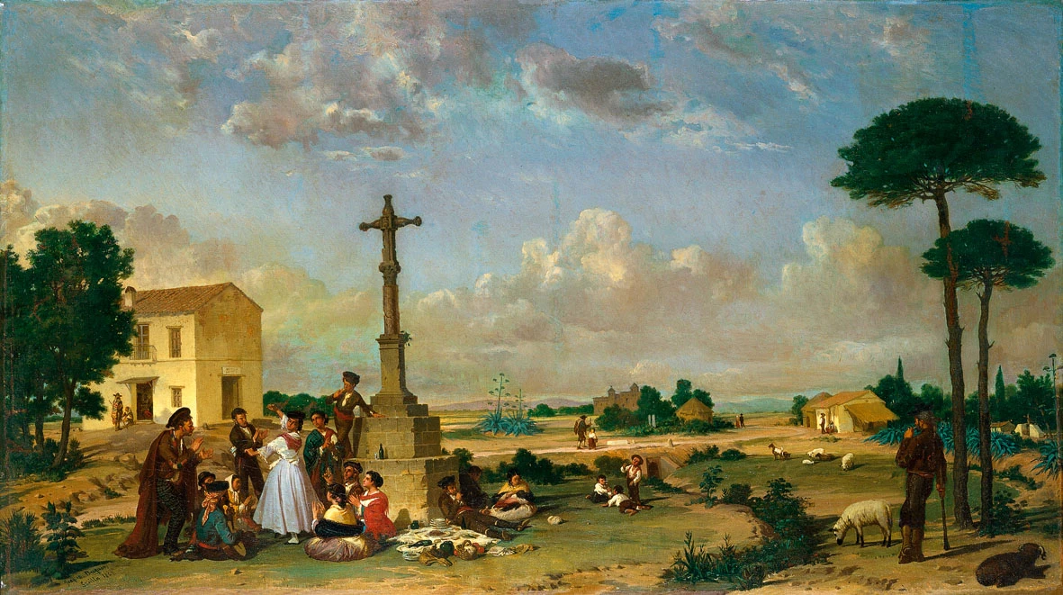 1817-Joaquín Domínguez Bécquer - Ballare fuori da una locanda di campagna